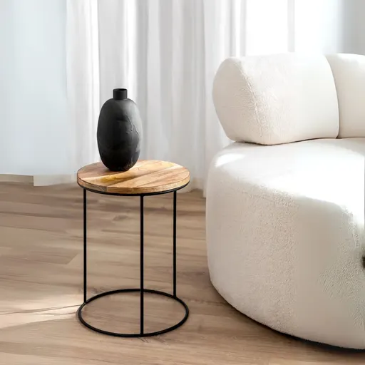 Wood Factory Denver Premium Round Metal End Table