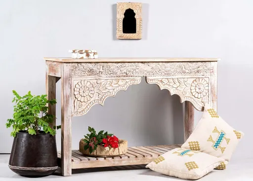 Wood Factory Nadia Traditional Carved Console