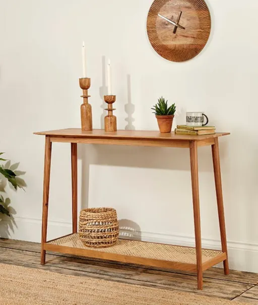 Wood Factory Viktor Premium Cane Console Table #01