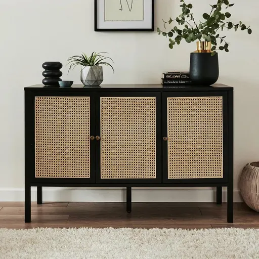 Yarm Modern Solid Wood Sideboard with Cane