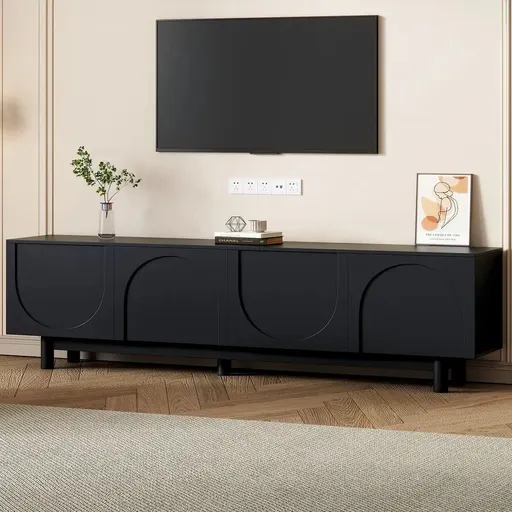 Yarm Solid Wood Rattan TV Unit